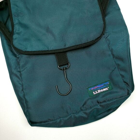 Vintage 80s LL Bean Small Hunting Utility Bag w/Hook Nylon Teal Outdoors Camping - Picture 5 of 6